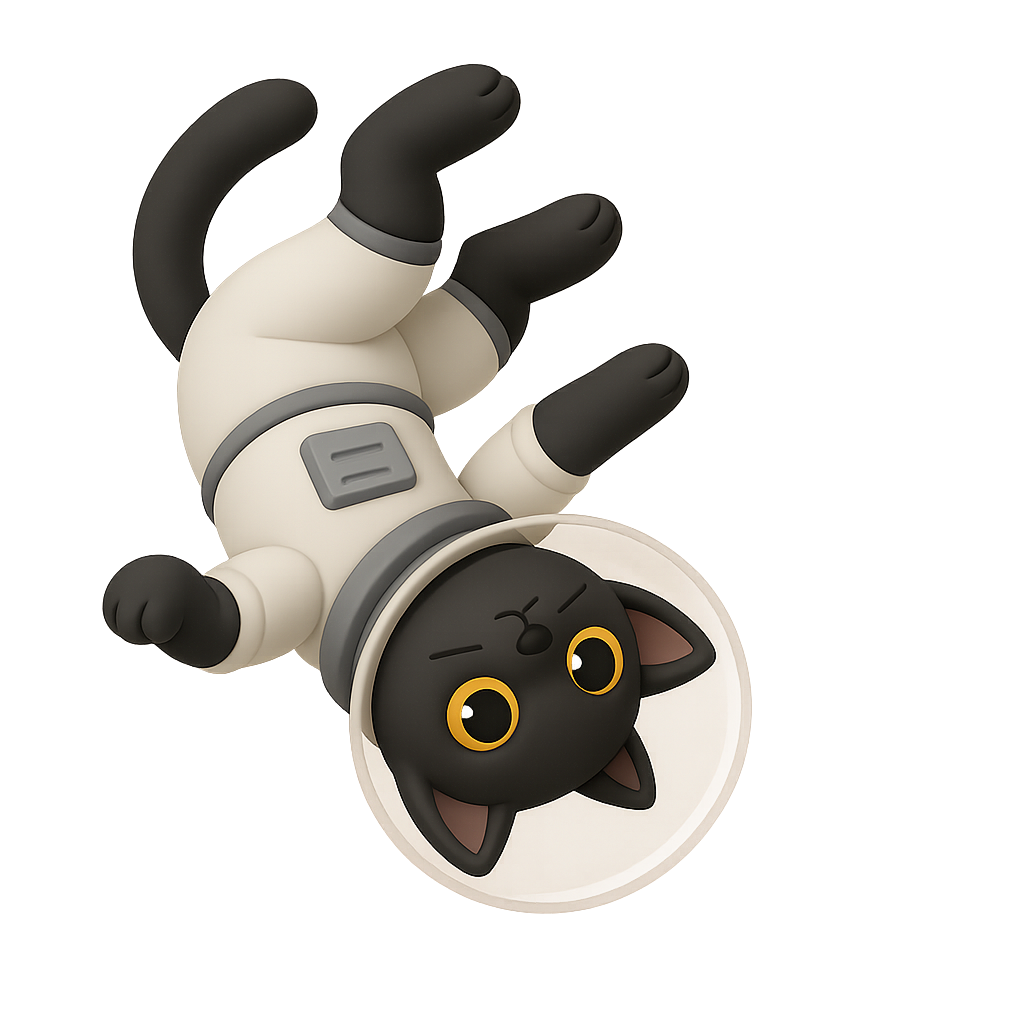 Gatto astronauta che fluttua nello spazio